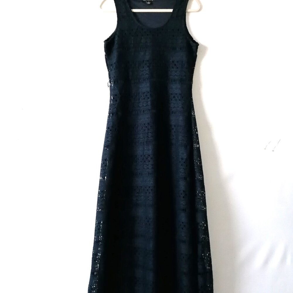 Zac & Rachel Womens Blue Overlay Crochet Lace Detailing Long Maxi Dress Size 8